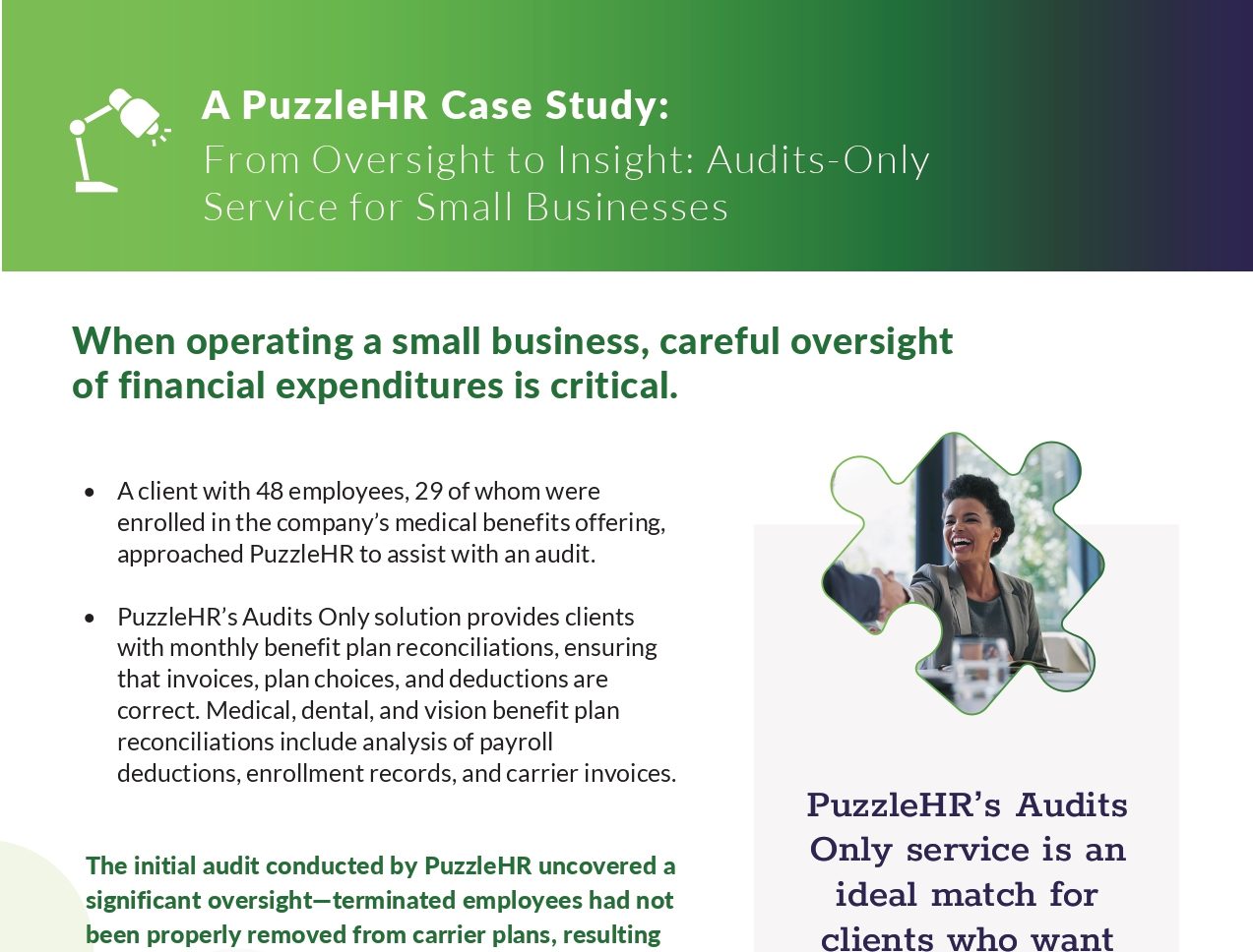 PHR Case Study Audits Only Service for Small Businesses From Oversight to Insight page 0001