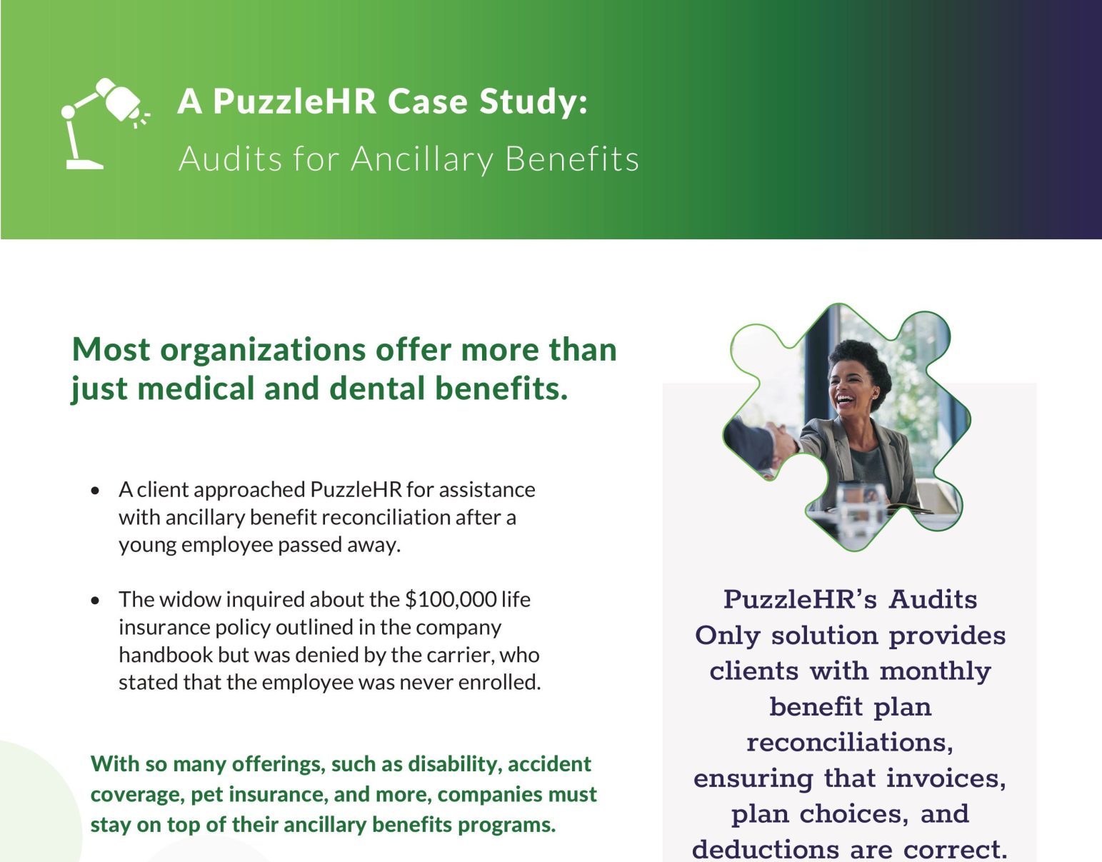 PHR Case Study Audits for Ancillary Benefits