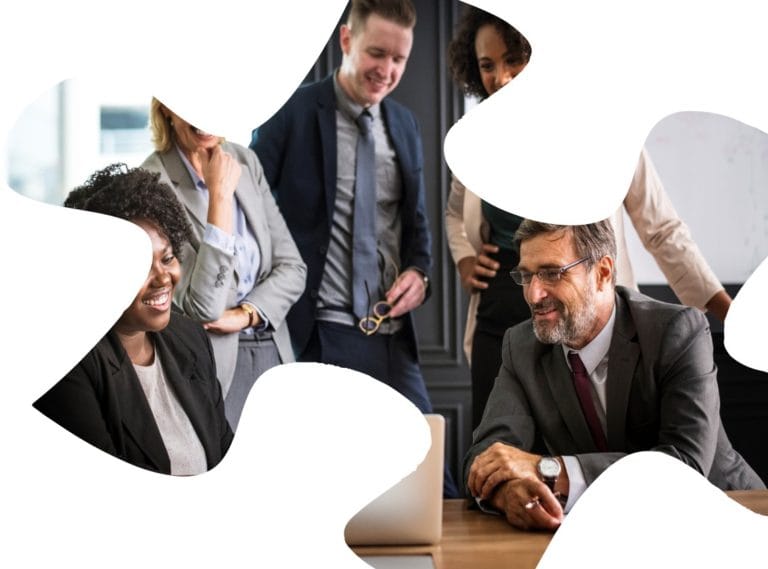 Business Meeting in Puzzle Frame